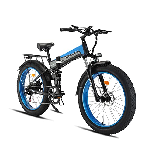 SENADA Folding Fat Tire Electric Bike for Adults, 1000W Electric Bicycle 30MPH 48V 14Ah Battery Travel Portable Folding Ebike