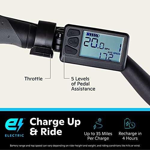 Schwinn Marshall Electric Hybrid Bike for Adults, Large/X-Large Step-Over Aluminum Frame