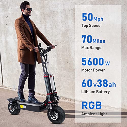 Electric Scooter Adults, Tifgalop Knight Super Scooter - Dual Drive 5600W Motor