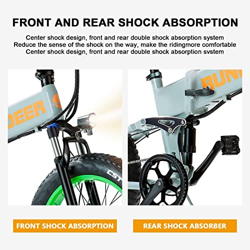 RUNDEER 750W Electric Bike for Adults Electric Bicycle 20in Fat Tire Bike