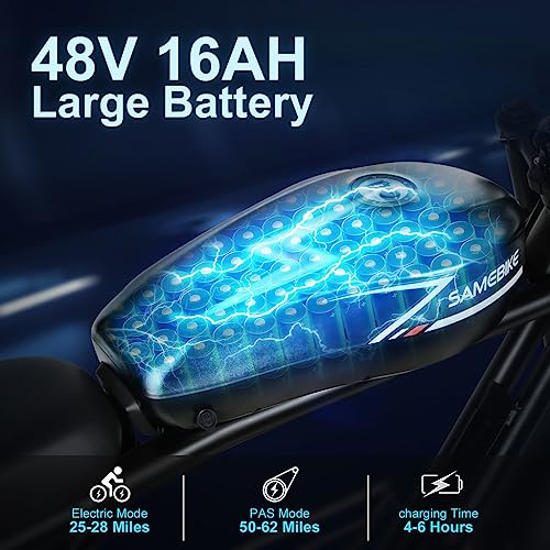 SAMEBIKE 1000W Electric Bike 48V 16Ah Battery Up to 30 MPH & 62 Miles Electric Dirt Bike