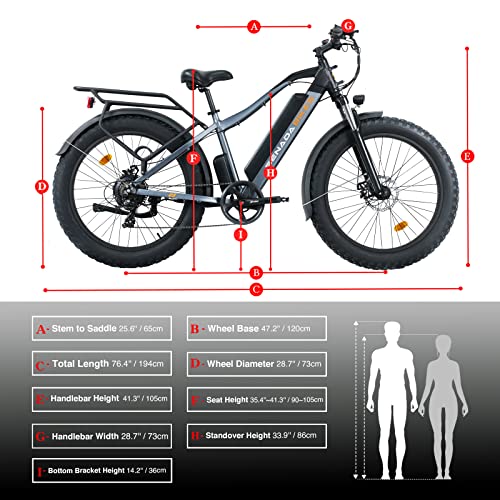 SENADA Saber Electric Bike for Adults, 48V 15Ah Battery 1000W Fat Tire Electric Bike Snow Beach Ebike