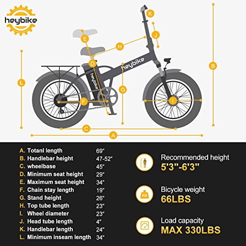 Heybike Mars Electric Bike Foldable 20" x 4.0 Fat Tire Electric Bicycle with 500W Motor