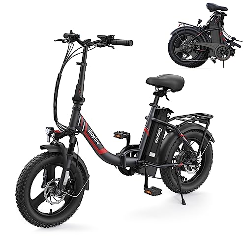 Gopina Electric Bike, 16" x 3.0 Fat Tire Electric Bike for Adults, 350W Folding Electric Bike