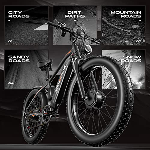 Electric Mountain Bike 26'' Dual Motor 1500W 48V 18A Ebike for Adult