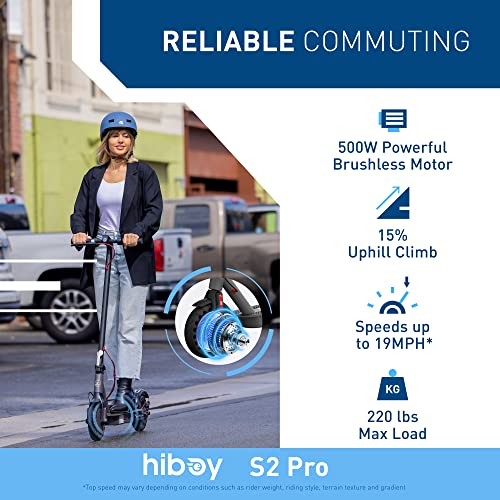 Hiboy S2 Pro Electric Scooter, 500W Motor, 10" Solid Tires, 25 Miles Range