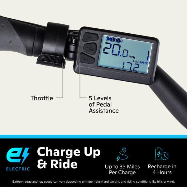 Schwinn Coston CE Adult Electric Hybrid Bike, Small/Medium Step-Thru Frame