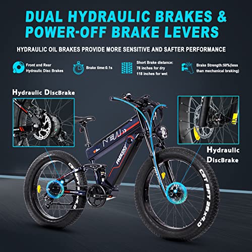 FREESKY Electric Bike 1000W BAFANG Motor Dual Battery 26”Fat Tire Electric Bike