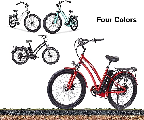Soumye 48V500W13Ah 26" Step-Thru Beach Cruiser Electric E-Bike