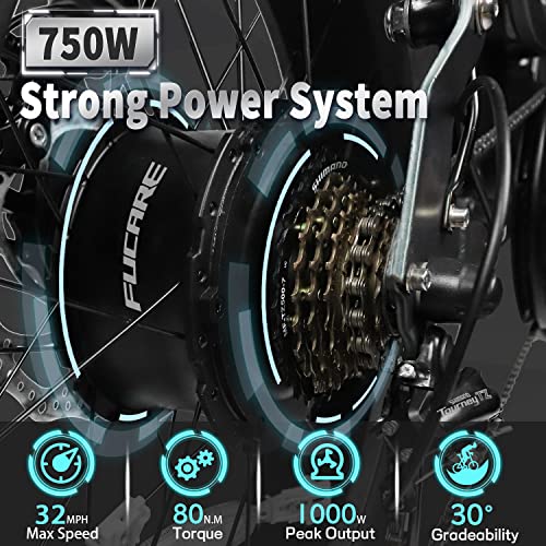 Fucare Libra 750W Electric Bike for Adults 32MPH 48V 20Ah LG Lithium Battery EBike