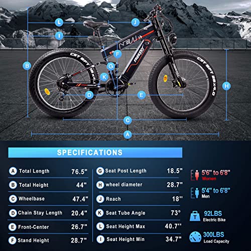 FREESKY Electric Bike 1000W BAFANG Motor Dual Battery 26”Fat Tire Electric Bike