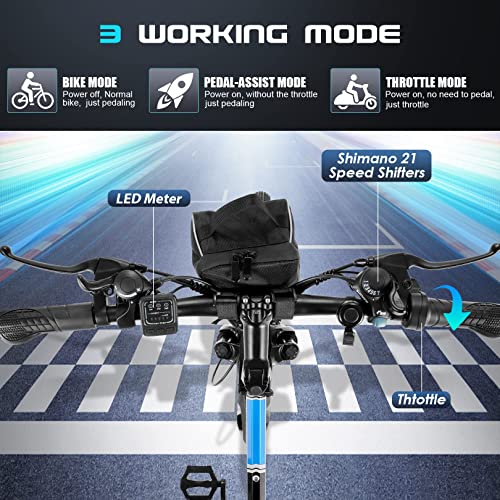 Vivi Folding Electric Bike, Electric Mountain Bike 500W Ebike 26''