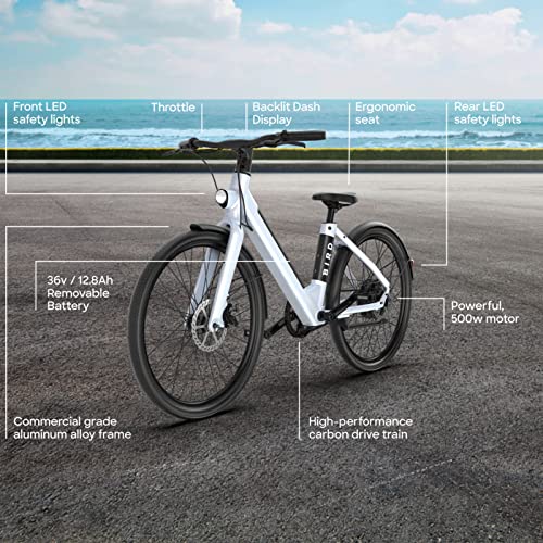 Bird Electric Bike white for adults 500W Motor, 26" Woman Bird EBike Up to 50 MI - 36V Removable Battery