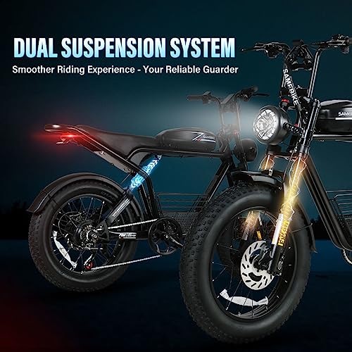 SAMEBIKE 1000W Electric Bike 48V 16Ah Battery Up to 30 MPH & 62 Miles Electric Dirt Bike