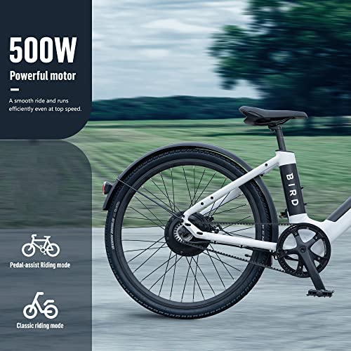 Bird Electric Bike white for adults 500W Motor, 26" Woman Bird EBike Up to 50 MI - 36V Removable Battery