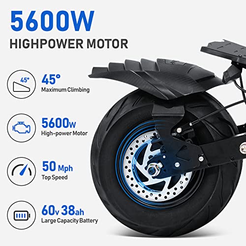 Electric Scooter Adults, Tifgalop Knight Super Scooter - Dual Drive 5600W Motor