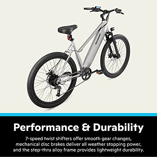 Schwinn Marshall Electric Hybrid Bike for Adults, Large/X-Large Step-Thru Aluminum Frame