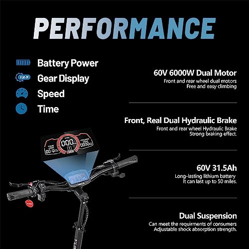 M YUME SCOOTER Y11PRO Electric Scooter 31.5AH Battery 60V 6000W Dual Motors up to 50 MPH
