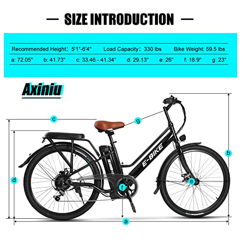 Axiniu Electric City Bike for Adults | 26'' Electric Commuter E-Bike