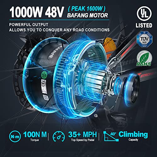 FREESKY Electric Bike 1000W BAFANG Motor Dual Battery 26”Fat Tire Electric Bike