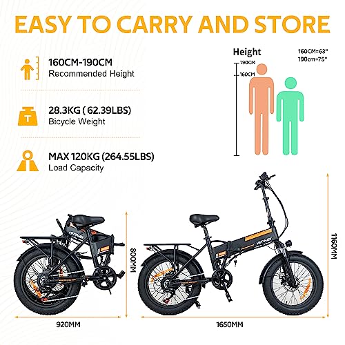 HITWAY Electric Bike for Adults 20" x4.0 Fat Tire Electric Bicycle with 750W Motor