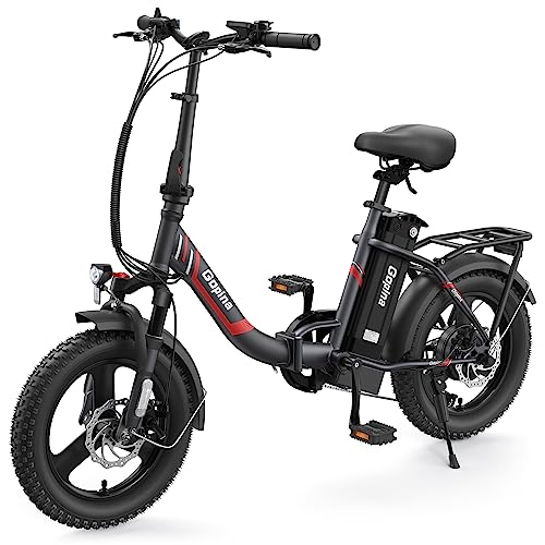 Gopina Electric Bike, 16" x 3.0 Fat Tire Electric Bike for Adults, 350W Folding Electric Bike