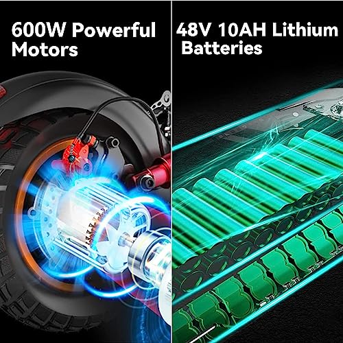 Electric Scooter for Adults, Electric Scooter with Seat, 10" Pneumatic Tires