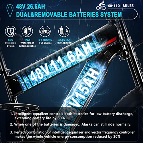 FREESKY Electric Bike 1000W BAFANG Motor Dual Battery 26”Fat Tire Electric Bike