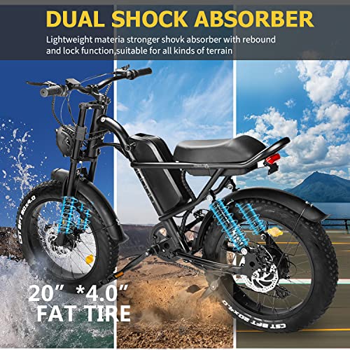 Aizepa Electric Bike for Adults,1000W Electric Motorcycle Dirt Bike,20" x4.0 Fat Tire