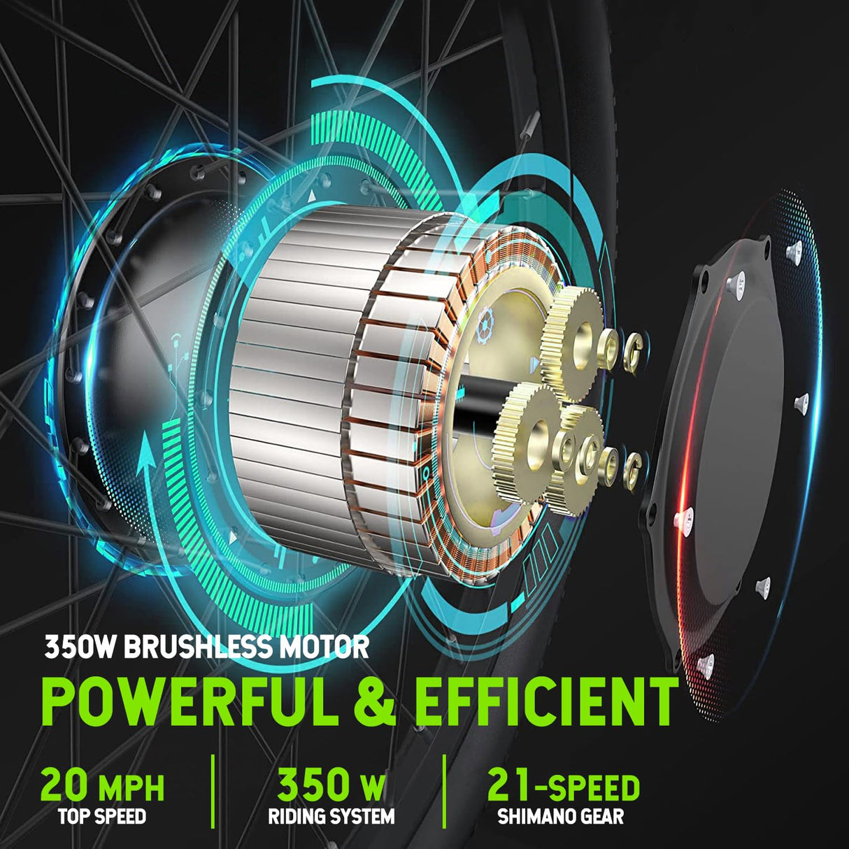 FEOFFY Electric Bike for Adults 350W Electric Bikes 26" Electric Mountain Bike Shimano 21 Speed