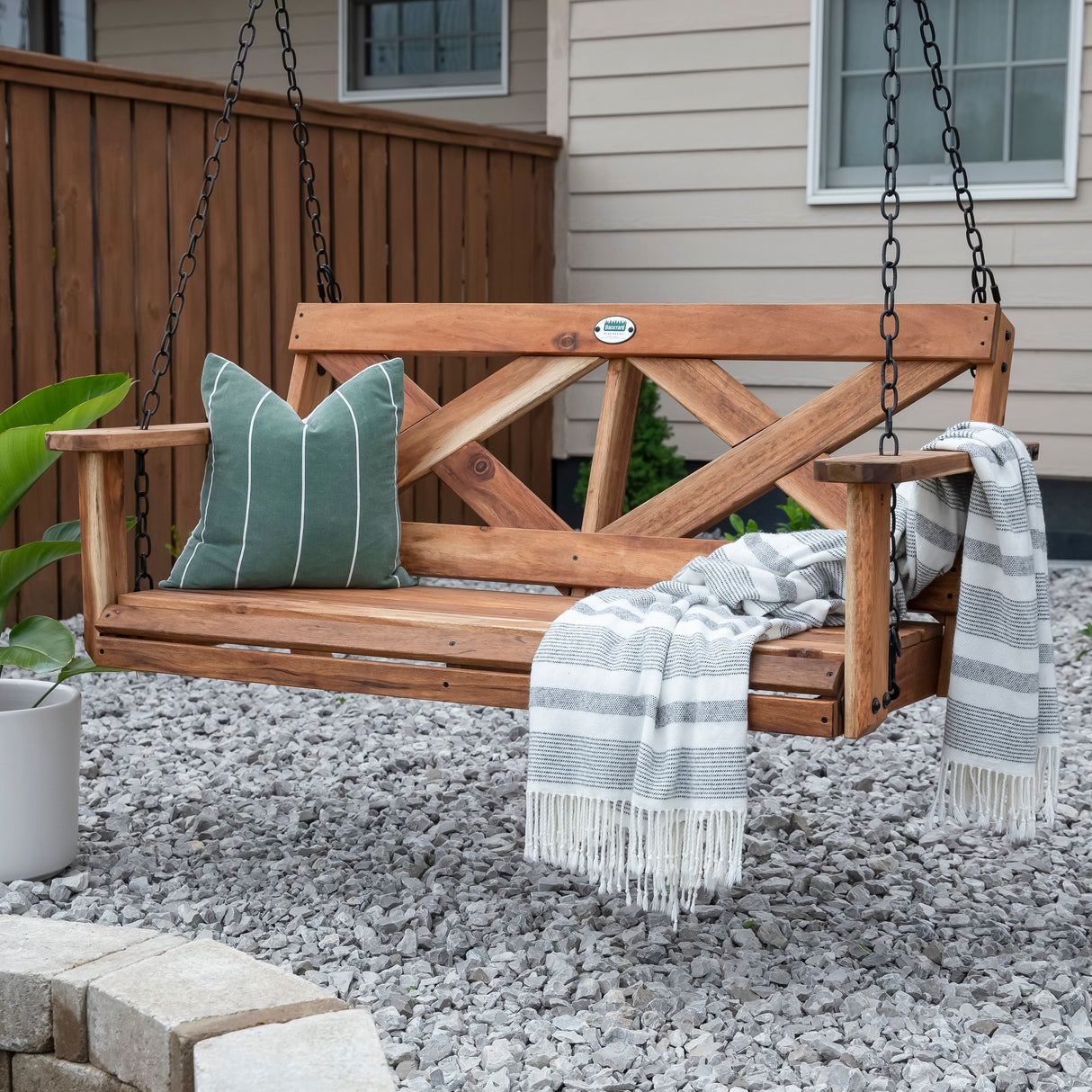 Acacia Farmhouse Porch Swing