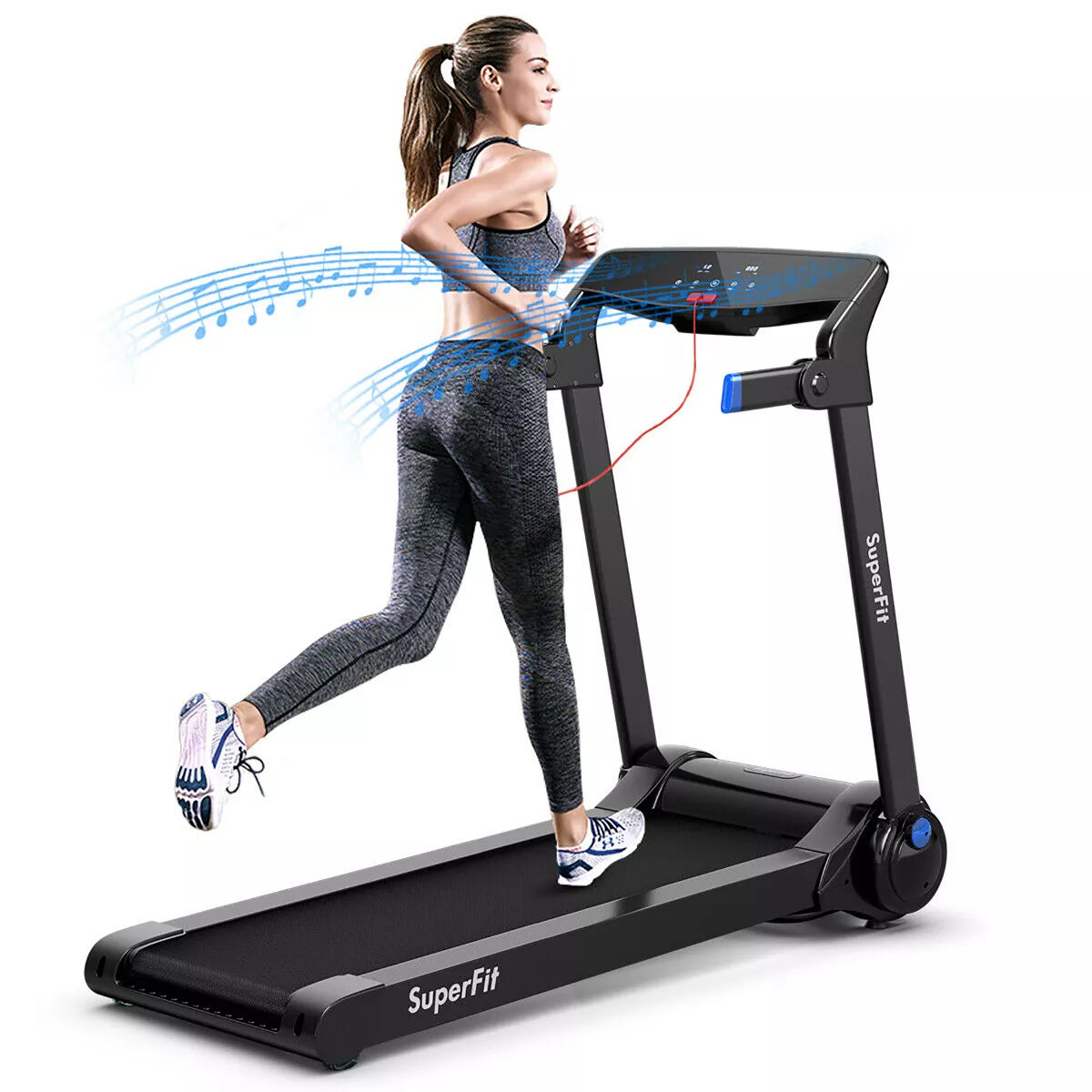 SuperFit 3HP Folding Treadmill with Bluetooth