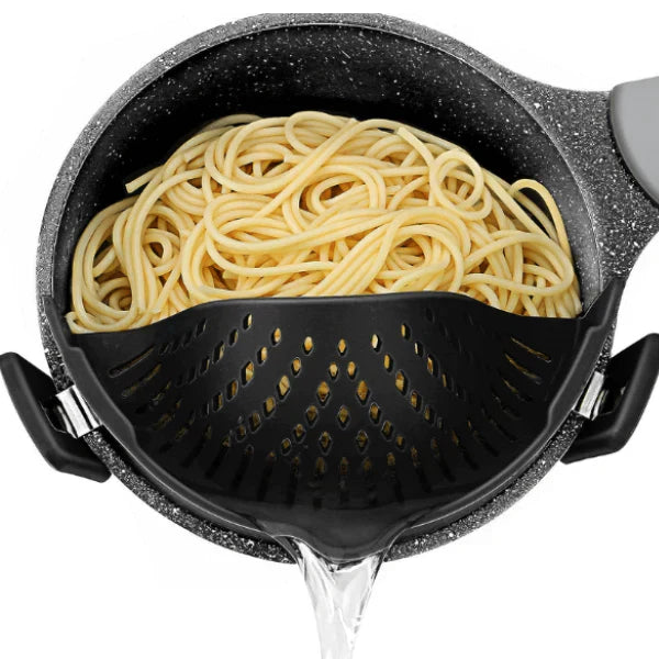 Pasta Strainer, Pot Strainer Clip on Silicone – Adjustable Clip on Strainer for Pots