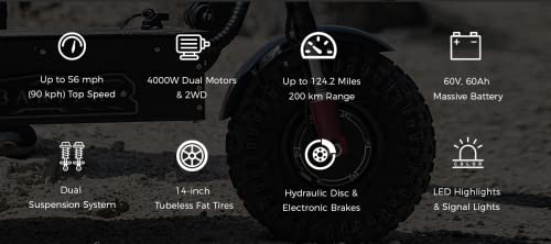 Electric Scooter Adults 50 mph Adult Electric Scooter 60AH 60V battery