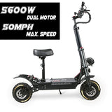 Electric Scooter, 5600W Dual Motor Max Speed 50MPH, 60V33AH Lithium Battery 60Miles Range