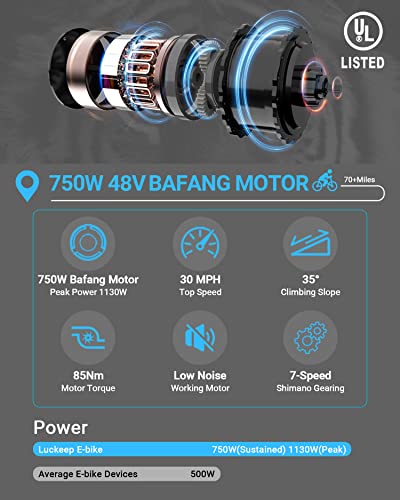 Folding Electric Bike for Adults, 750W BAFANG Motor,30MPH 60Miles Range