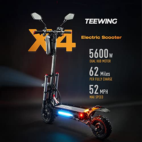 TEEWING X4 Electric Scooter, Scooter for Adults with 5600W Dual Motor