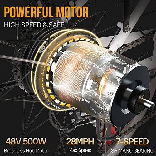 GELEISEN Electric Bikes for Adults, 500W Electric City Cruiser 28Mph