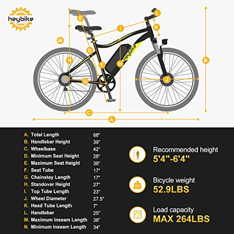 Heybike Race Max 27.5" Electric Bike for Adults 500W Brushless Motor 48V 12.5AH Removable Battery