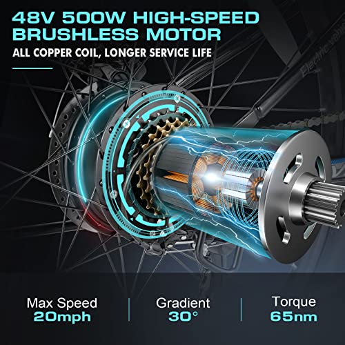 Vivi Folding Electric Bike, Electric Mountain Bike 500W Ebike 26''