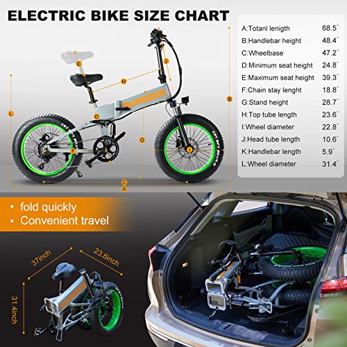 RUNDEER 750W Electric Bike for Adults Electric Bicycle 20in Fat Tire Bike
