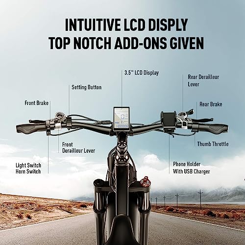 EXRBYKO Fat Tire Electric Bike for Adults 26" x 4", 750W 34MPH Electric Bicycle