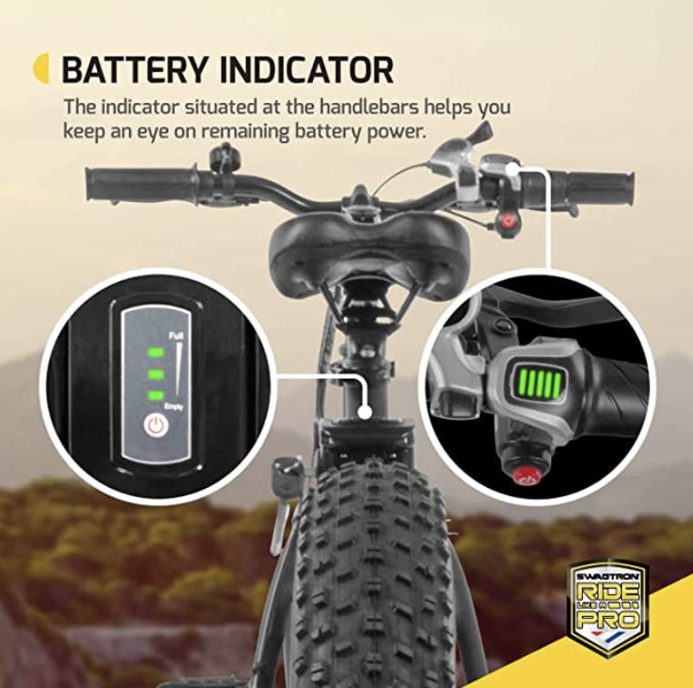 Swagtron Swagcycle EB-6 Bandit Trail Electric Bike with Removable Battery and Dual Disc Brakes, Black, 20" Wheels