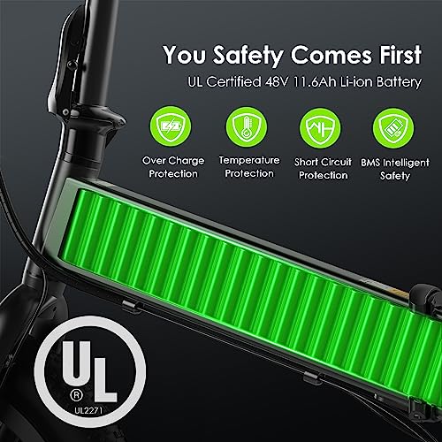 Oraimo 750W-1000W Electric Bike for Adults, 557Wh UL-Listed Hidden Battery Up to 45 Miles