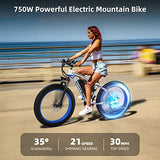 26''Electric Bike for Adults with 48V 13Ah Removable Battery,750W Fat Tire