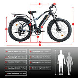 SENADA Saber Electric Bike for Adults, 48V 15Ah Battery 1000W Fat Tire Electric Bike Snow Beach Ebike