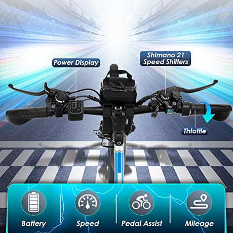 Vivi M026TGB Electric Bike 26" Electric Bike for Adults, Folding Electric Mountain Bike with 500W MotorShock Absorber