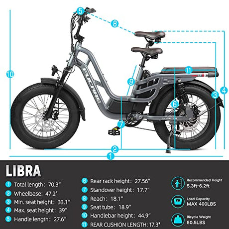 Fucare Libra 750W Electric Bike for Adults 32MPH 48V 20Ah LG Lithium Battery EBike