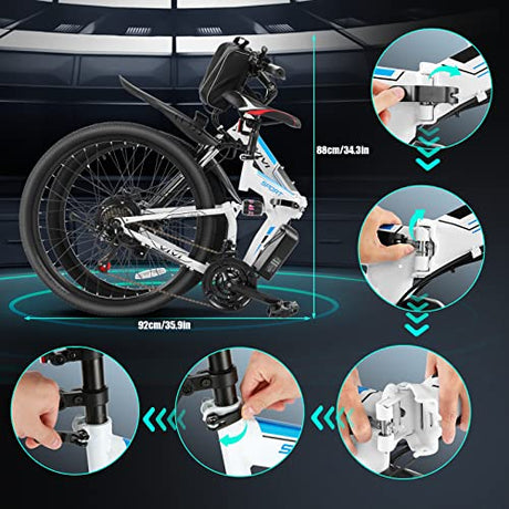 Vivi Electric Bike for Adults 26" Ebike, 500W Folding Electric Bike, 20MPH