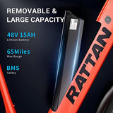 Rattan Pathfinder Electric Bike Adults,48V 15AH Removable Battery Ebike with 750W Motor
